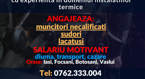 Angajam muncitori necalificati, sudori si lacatusi